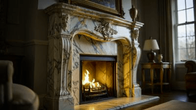 камин из мрамора для уютного интерьера